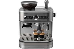 Philips Barista Brew Espresso Machine - Intuitive Guidance. Calibrated Tamping. Elegant Design. 280g Dual Bean Container with Aroma Seal. Semi Automatic Espresso Machine. Metal Silver (PSA3228/01)