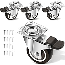 Bohaner 4 Stück Transportrollen 75mm - Schwerlast Lenkrollen Mit Bremsen