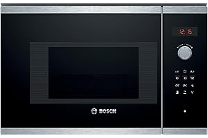 Bosch - Microondas Integrable, 800 W, 20 litros, Serie 4, Grill, Negro/Inox, BEL523MS0