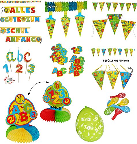 XL Set – SCHULANFANG – Girlanden & Deko – “ Schultüte & Zuckertüten “ – Kinder / Partykette – Wimpelkette – Party – Schuleinführung Schule – Schulbeginn Fest Schulbeginn Deko Wimpel – Schulkinder – Mädchen & Jungen – Schule Dekoration – Einschulung – Buchstabengirlande – Buchstabenkette – Partygirlande – Banner Fahnen – Dekogirlanden - 3