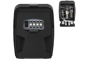 WORHUDY Key Safe Wall Mounted - Outdoor Wall Key Safe Lock Box 4 Digit Combination Heavy Duty Waterproof Key Cabinet Storage Box for Home Office Parents Spare School Garage, Black
