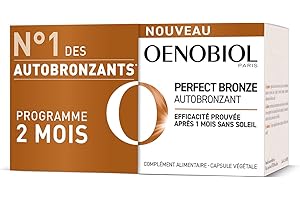 Oenobiol Perfect Bronze Autobronzant - Efficace Dès Le 1Er Mois Sans Soleil - Concentration De 5 Pigments 100% D'Origine Végétale - Complément Alimentaire 2X30 Capsules - Programme 2 Mois