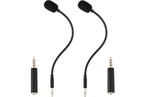 Smays 3.5mm Microphone Replacement for PC, Gaming Headset Turtle Beach, Laptop, Computer, PDP Afterglow AG6, GoPro Insta360 One RS Camera - External Mic Plug-in Gooseneck, 2-Pack