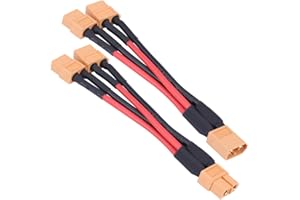 DILWE Câble parallèle XT60, XT60 Adaptateur connecteur de Batterie Câble parallèle 14AWG pour RC Lipo (1 Femelle à 2 mâle)