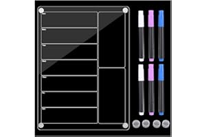 XTDMJ Magnetyczny terminarz tygodniowy, akrylowy, przezroczysty, kalendarz tygodniowy, kalendarz na lodówkę, planer z 6 kolorowymi markerami, planer menu, tablica magnetyczna