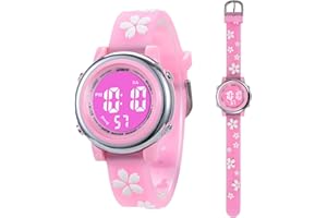 MAMIDDLE Cyfrowy zegarek dziecięcy chłopiec dziewczynka 30 m cyfrowy zegarek sportowy wodoodporny z alarmem datownika 7 kolorów LED podświetlenie