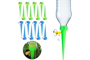 Uqingo 16PCS Self Watering Spikes, Automatic Plant Watering Devices with Adjustable Control Valve Switch, Slow Release Bottle Drip Irrigation System for Garden Home Indoor Outdoor Plants