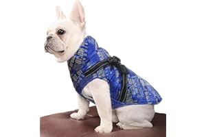 FUREINSTORE Manteau Chaud imperméable pour Chien, Gilet avec Doublure Polaire, vêtements réglables pour Chien Petit Moyen avec Anneau de Harnais, Sangle réfléchissante (Medium, Bleu)