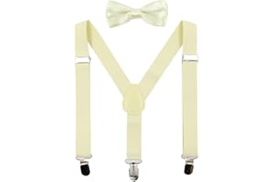 HANERDUN Bretelles pour Enfants Nœud Papillon Ensembles Bretelles Ajustables en Y avec Variété Couleurs pour les Bébé de 1 à 10 Ans