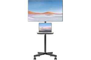 Suptek Supporto per TV con Ruote, LCD/LED da 21 a 60 Pollici, Carrello con Vassoio, Regolabile in Altezza, Fino a 35 kg, VESA 400 x 400 mm