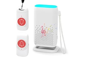 Cuteefun Bezprzewodowy system alarmowy, 5 trybów, 58 melodii, przycisk alarmowy dla osób starszych pacjentów, domek alarmowy z akumulatorem (1 odbiornik + 2 nadajniki)