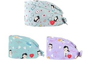 HARPILY 233 Harpily 3 Pezzi Berretto Chirurgico Pratico Sala Operatoria Fascia Regolabile per Fodera Medico Cuffietta Chirurgica Cuffia Infermiera Bandana Chirurgiche Infermiere Berretto per Uomo e Donna