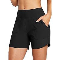 Charmo Women's High Waisted Sporty Swim Shorts Stretchy Board Shorts Boyleg Swim Trunks