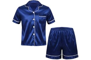 iiniim Conjunto de Pijama Manga Corta para Hombre Corte Holgado Pijama de Dos Piezas Top y Pantalones Cortos