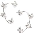 1 Pair Ear Cuff Earrings, Zircon Butterfly Ear Clip, No Piercing Ear Wrap, for Women Girls Party Wedding Fairy Jewelry