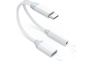 ENERGIEMAX 2 in 1 USB C auf Klinke Adapter und Laden/Type C 3,5mm Aux Kopfhörer Adapter mit DAC Chip,Adapter USB C auf Klinke für iPhone 15/Pro Max/15 Pro/15 Plus Samsung Galaxy S24/S23/Huawei/Google Pixel