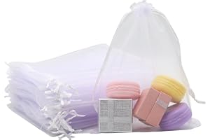 KZNKZN 50pcs 15x20cm Medium Organza Gift Bags,Sheer Organza Bags, With Drawstring Jewelry Gift Bags Mesh Jewelry Pouches, Wedding Favour Bags For Party Festival Game(White)