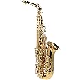 summina Saxophone, E Flat, 802 Key Type, Brass, Gold, High Grade Leather Pads, Engraved Pattern, With Case, Cleaning Brush, Cloth, Gloves, Strap