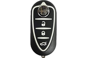 GENERICO Clé de télécommande compatible pour Alfa Romeo MiTo Giulietta Brera 159 coque avec lame à 3 touches+logo rouge noir