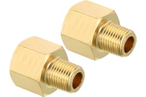 QUARKZMAN 1/8 NPT wtyczka x 1/4 NPT żeńska mosiężna złączka rurowa sześciokątna redukcja do wody i gazu 2 szt