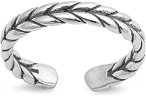 7K Zehenring aus 925 Sterling Silber als Fußschmuck oder Fingerring für Damen, Herren und Kinder, offener Midi Ring, verstellbar, Modell 19