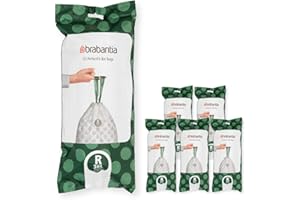 Brabantia Sacs Poubelle PerfectFit Multipack (Code R / 36L), Ultra Résistant, Poignées Coulissantes, 6 rouleaux (120 Sacs)
