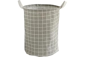 YUANSTORE Panier à linge sale en coton et lin pliable rond étanche Organiseur seau vêtements enfants jouets grande capacité rangement maison