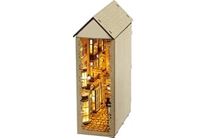 suruim Wooden Diagon Alley Book Nook Kit Bookend Puzzle Miniature Nook Wizard Bookshelf Insert DIY Bookends Decoration Books Ornaments (Diagon Alley 2)
