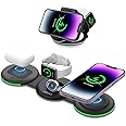 AMROAH 3 in 1 Wireless Charger Foldable, Magnetic Fast Charging Station Compatible with iPhone, All in One Travel Charging Pad for iPhone 16/15/14/13/12/ Series iWatch 8 7 6 5 4 3 2 SE Airpods 3 2 Pro
