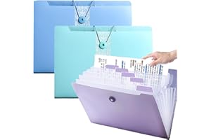 ULVBABI Organiseur de documents extensible A4, 3 poches en polyéthylène, 12 compartiments, grande capacité, accordéon, dossier extensible pour bureau, voyage d'affaires, maison