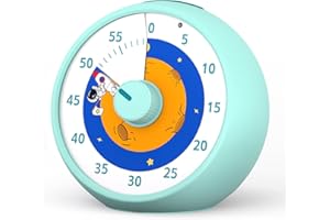 KIECKY SQUIRREL Zegar wizualny dla dzieci, 60-minutowy timer do countdownu dla klasy, biura i kuchni, narzędzie do zarządzania czasem z cisznym działaniem, timer Pomodoro z motywem tęczyowym (Planeta Niebieska)