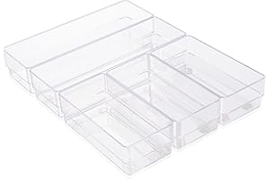 ALPOONS® - Schubladen Organizer (5er transparent) mit Antirutsch Pads für einen extra stabilen Halt. Organizer Schublade für eine klare Übersicht. Organizer Schminke sorgt für Ordnung im Chaos.