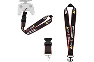 NUHFUFA Cordon tour de cou avec clip en métal compatible avec télécommande DJI FPV 3/2, cordon tour de cou en nylon tressé avec slogan d'avertissement de sécurité de vol, noir/rouge, taille unique