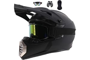 MOHELMHUI Casque Moto Cross Homme, Casques Motocross Enfant Et Adulte Set, Casque De Moto Casques De Cross, Casque De Motocross Intégral, Casque Downhill pour BMX MTB Quad Enduro ATV Scooter