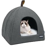Voarge Cat Cave Bed, Soft Cat Cave, Soft Plush Warm Cat Beds, Cat Nest with Removable and Washable Inner Cushion, Grey, Small