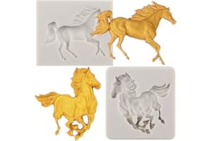 MYPRACS Juego de 2 moldes de silicona para fondant de caballo para decoración de pasteles, pasta de goma, cupcakes, caramelos, chocolate, arcilla polimérica