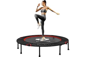 FK Sports 40"/48" Foldable Fitness Mini Trampoline, Rebounder for Adults, Indoor With Adjustable Handle for Body Exercise Workout, Max Load-140KG