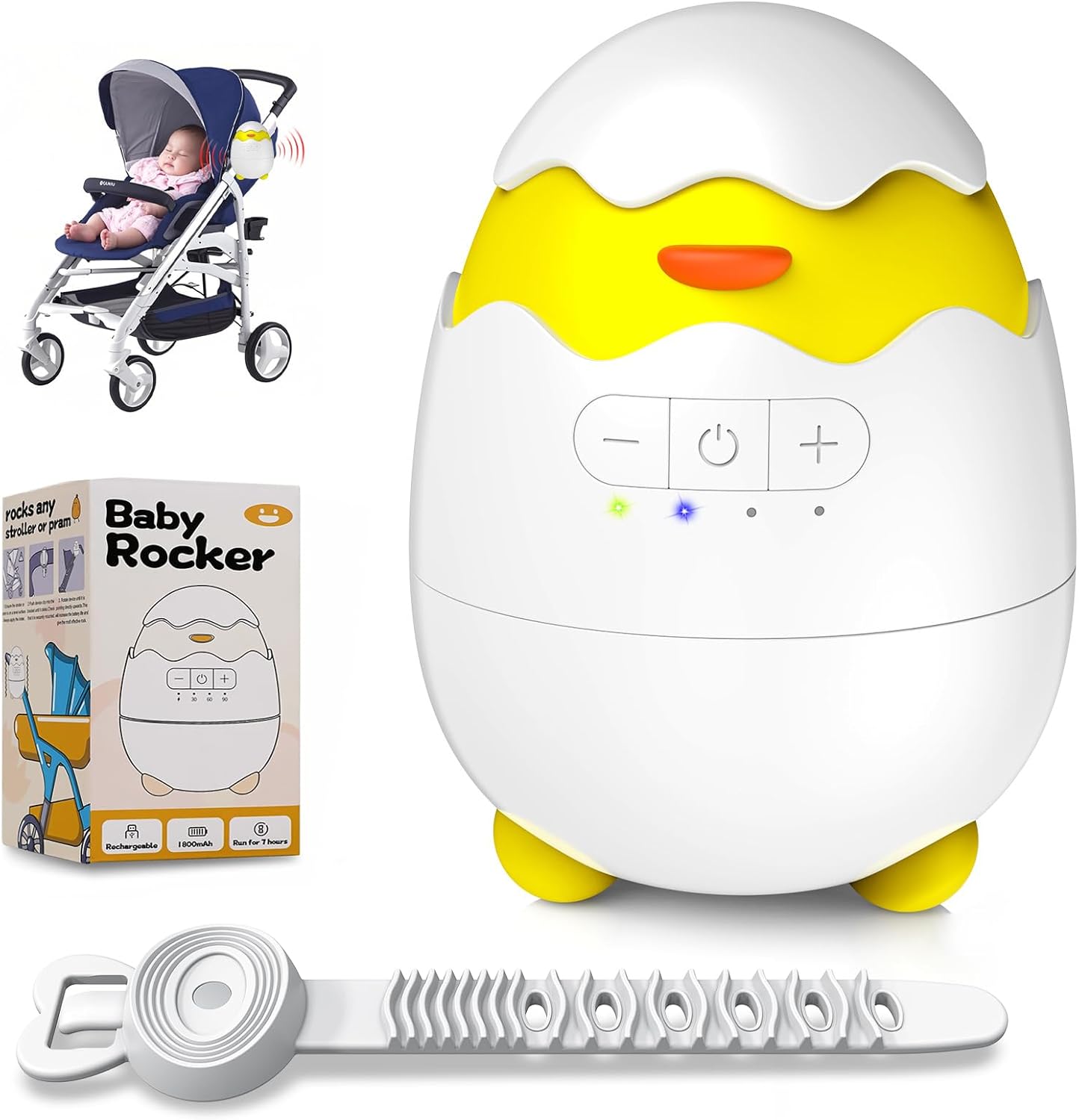 Robofun Baby Rocker-Diseño original-Columpio Para Cochecito De bebé, Ayuda Para Dormir Para Bebés, Temporizador De 30-60-90 Minutos, 5 Niveles De Intensidad