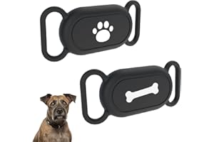 MUYAPAY 2 Pièces Silicone Supports de Collier Chien, Étanche Housse de Protection pour Animal de Compagnie Chat Collier, Animal Étui Traqueur Compagnie pour Samsung Galaxy SmartTag 2 Noir