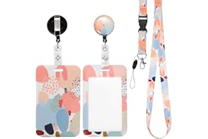 AiQInu Porta Tarjetas Identificativas, Lanyard con Tarjetero, Cordón Retráctil, Para Tarjeta de Identificación, Llaves, Cámara, Teléfono Móvil, Perfecto para Oficina, Eventos