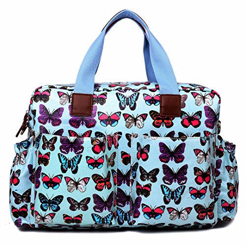 Miss Lulu 4 Piece Butterfly Baby Nappy Changing Bag Set Light Blue L1501B BE