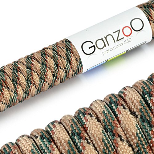 'Universal Survival Rope Made of tear-resistant Parachute Cord/Paracord 550Ã'Â Core Rope Nylon, 550lbs, Total Length 31Ã'Â Meters (100Ã'Â ft) Color: CamouflageÃ'Â -Ã'Â Brand Ganzoo by Ganzoo