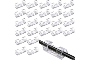 Tinyuet Organizador de Cables, 50PCS Organizador de Cables con Adhesivo, Gestión de Cable Eléctrico,Clips de Cable para Oficina, Casa, TV, USB, Coche y Taller(Transparente)