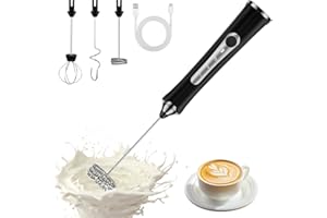 NEUTYPECHIC - Espumador de leche eléctrico, recargable por USB-C, 3 velocidades, 3 cabezales de espuma para café/bate/capuchino, crema/cócteles