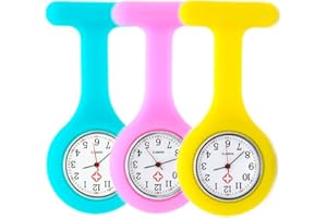 SibyTech Schwesternuhr Ansteckuhr fob,Silikon mit Pin/Clip,Glow Pointer im Dunkeln,Infektionskontrolle Design,Analog-digital,Quarzwerk,Arzt Sanitäter medizinische Brosche Fob Uhr