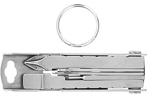 XINMYD Herramienta Multifuncional para llaveros, Multifuncional 12 en 1, Destornillador, Cuchillo, Juego de Herramientas, Herramienta para llaveros de Acero Inoxidable