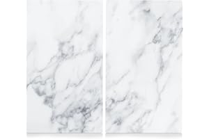 Zeller Lot de 2 Cache-plaques en marbre, pour plaques Cuisson, Verre, Marmor Weiß, 30 x 52 x 1 cm