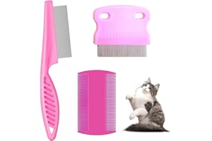 GURFZCYUOO 3PCS Double Sided Nit Comb, Lice Combs, Stainless Steel Tooth Comb, Lice Removal Combs Head Lice Treatment for Adults, Kids, Dogs, Cats(Pink)