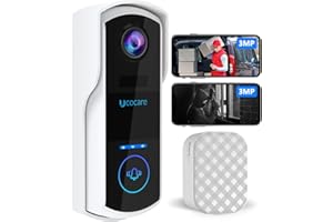 UCOCARE Doorbell Camera Wireless with Chime, 3MP Video Doorbell Wireless Works with Alexa, Custom Setting, 2 Way Audio, Voice Changer, Voice Message, AI Human Motion Detection, Night Vision