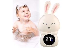 LEIKURVO Badethermometer Baby: Digitales Badewannenthermometer, Sicherheit Wasserthermometer mit LED-Touchscreen Warnleuchte Temperaturwarnfunktion, Digitalthermometer für Kinder Bad Pools (Weiß) (weiß)